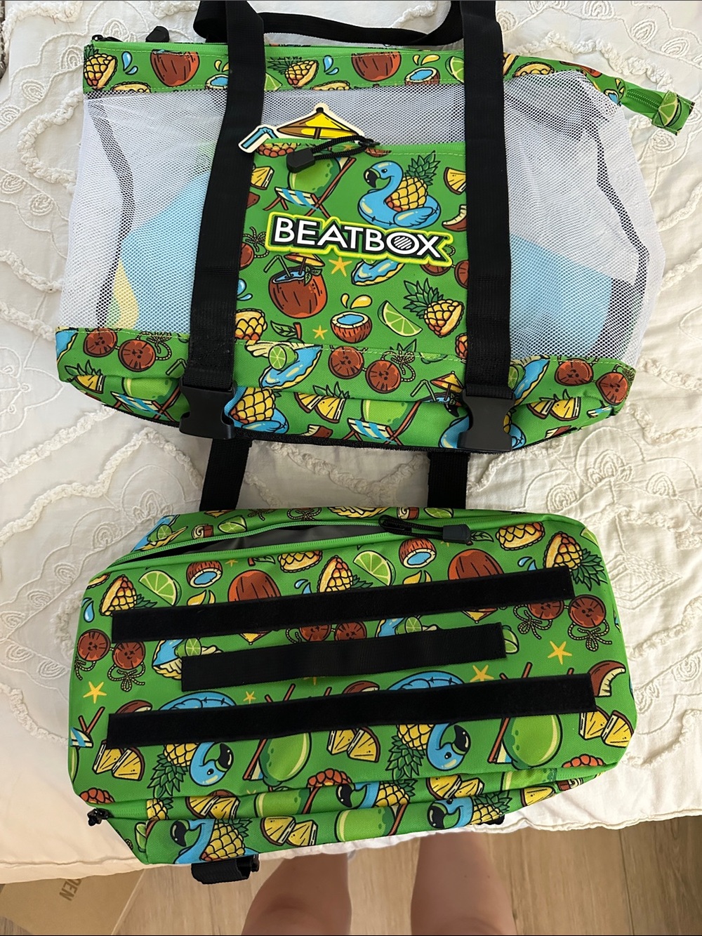 Beatbox Green Pineapple & Tropical Print Insulated Tote Beach Bag